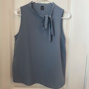 SHEIN Blue Sleeveless Tie Neck Front Blouse Size 6